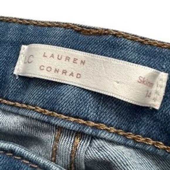 LC Lauren Conrad Skinny Jeans Medium Wash Distressed Cuffed Women's Size 14 - Picture 5 of 12